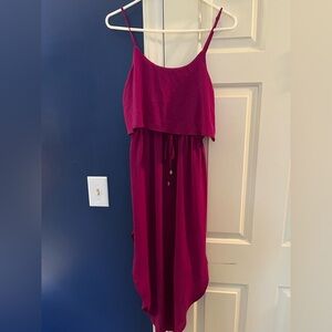 Elegant Sleeveless Fuschia Dress with Side Slit